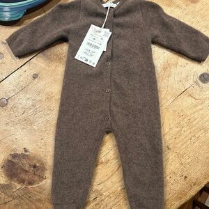 Zara Baby Timeless 100% Cashmere Brown Knit Jumpsuit